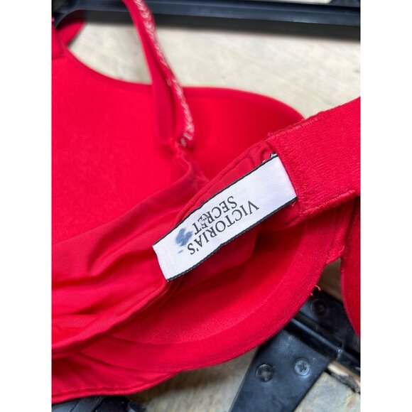 Victorias Secret Red Push-Up Bra 32B logo straps - Picture 4 of 5
